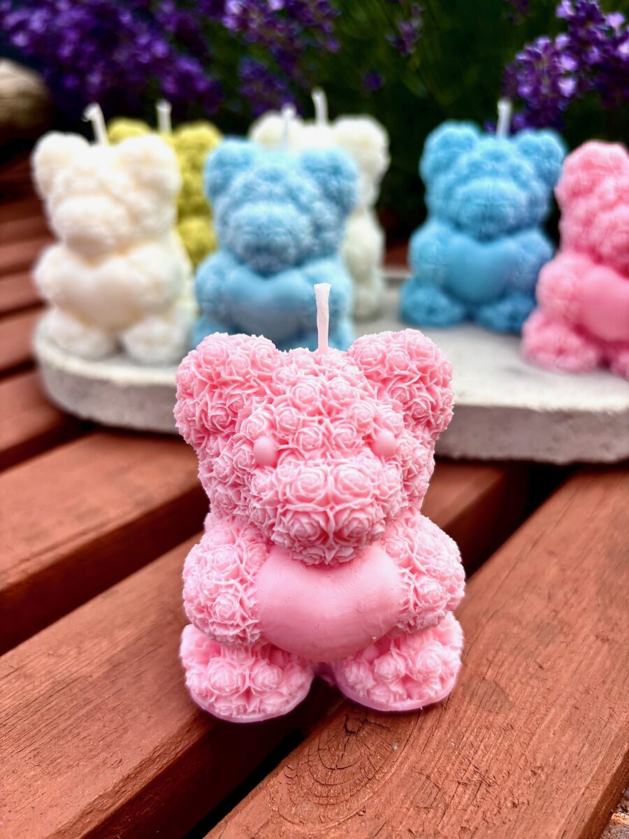 Świeca Miś Różowy